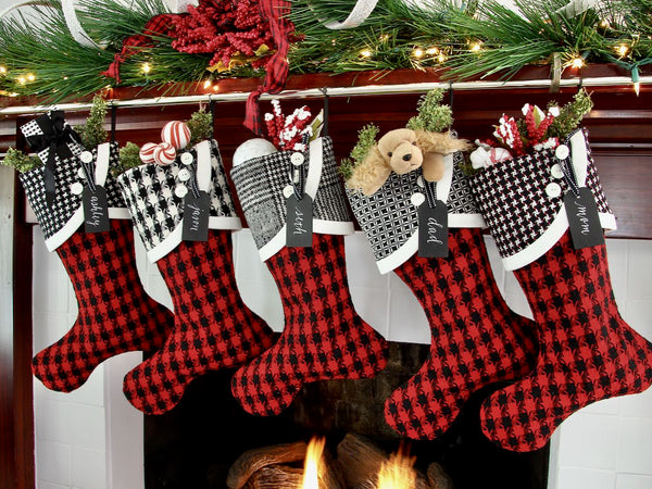 Red, Black & White Christmas Stockings — It's a Jolly Jubilee -- Stockings in Santa's Favorite Colors -- JANUARY Shipping Included!