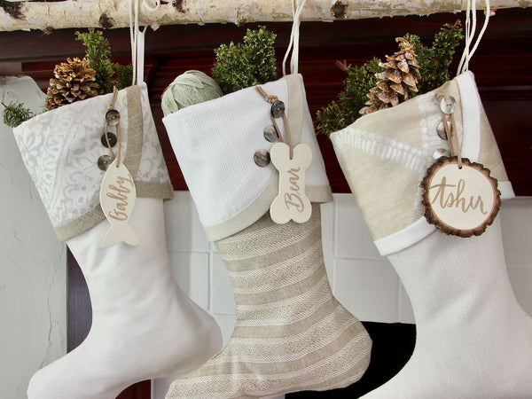 White Cottage Christmas Stockings or Modern Farmhouse Stockings— JANUARY Shipping Included!