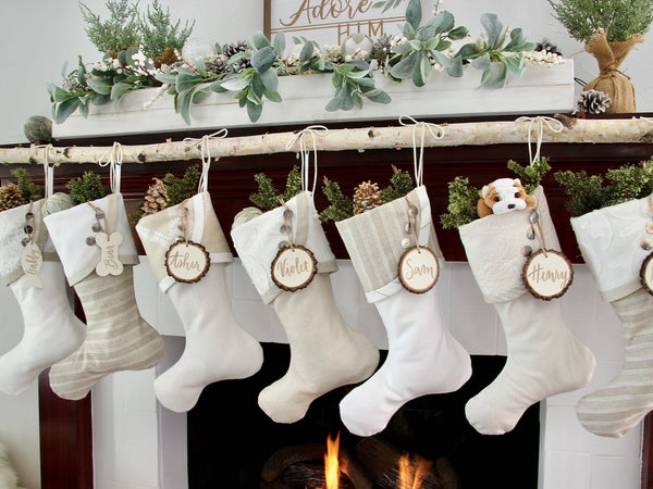 White Cottage Christmas Stockings or Modern Farmhouse Stockings— JANUARY Shipping Included!