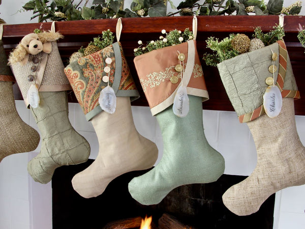 Sage Green and Rose Gold Christmas Stockings — Premium, LIMITED EDITION -- JANUARY Shipping Included!
