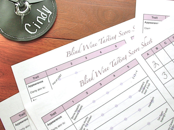 Wine Tasting Party Pop Culture Scorecards, set of 4, PDF Download
