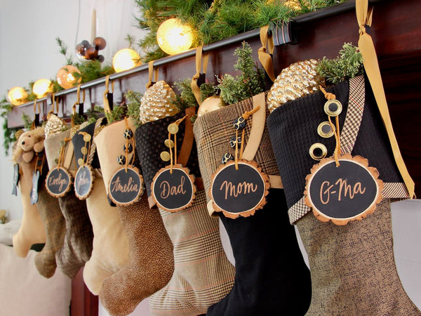 Rich and Sophisticated — Brown, Gold & Black Christmas Stockings — JANUARY Shipping Included!