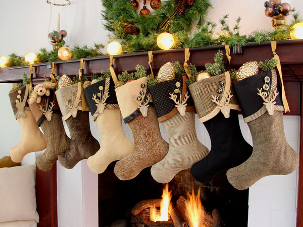 Rich and Sophisticated — Brown, Gold & Black Christmas Stockings — JANUARY Shipping Included!