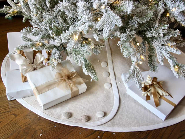 TESTLinen Look Customized Christmas Tree Skirt --54-Inch -- Your Choice of Banding & Buttons -- Shipping Included! (Copy)
