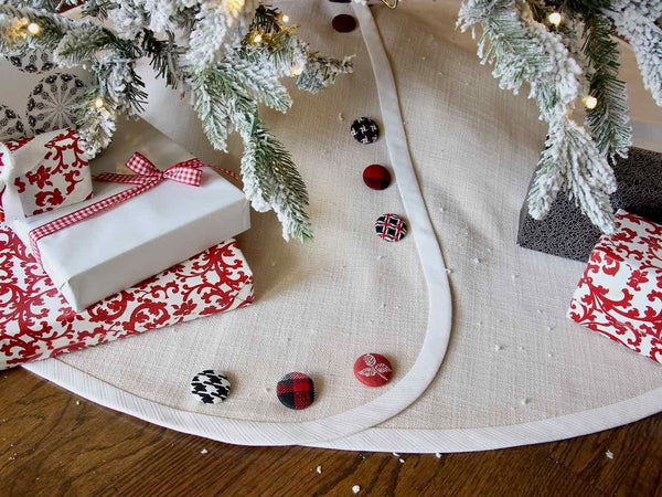 TESTLinen Look Customized Christmas Tree Skirt --54-Inch -- Your Choice of Banding & Buttons -- Shipping Included! (Copy)