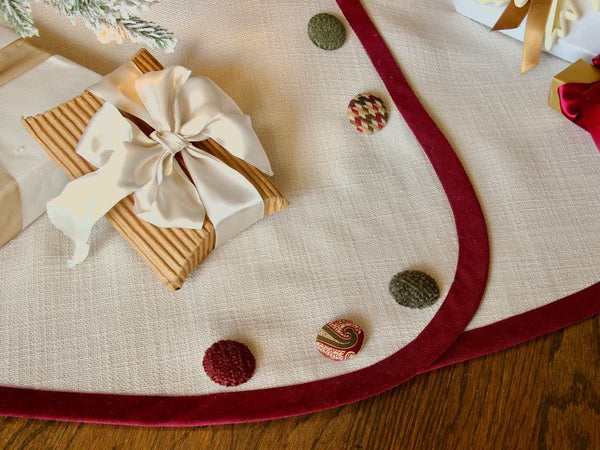 TESTLinen Look Customized Christmas Tree Skirt --54-Inch -- Your Choice of Banding & Buttons -- Shipping Included! (Copy)