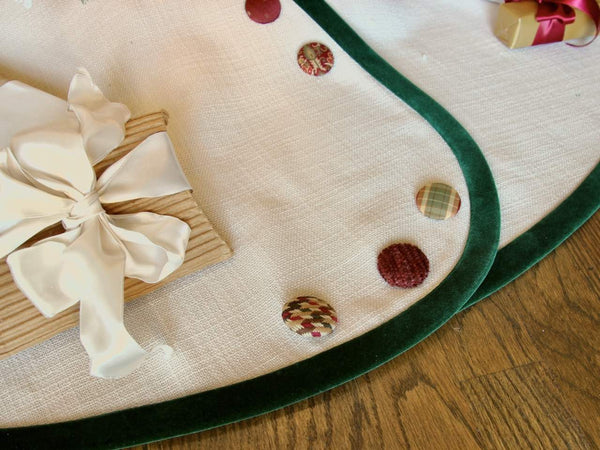 TESTLinen Look Customized Christmas Tree Skirt --54-Inch -- Your Choice of Banding & Buttons -- Shipping Included! (Copy)