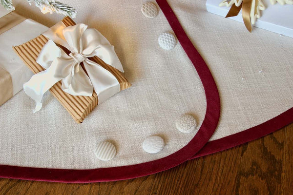 TESTLinen Look Customized Christmas Tree Skirt --54-Inch -- Your Choice of Banding & Buttons -- Shipping Included! (Copy)