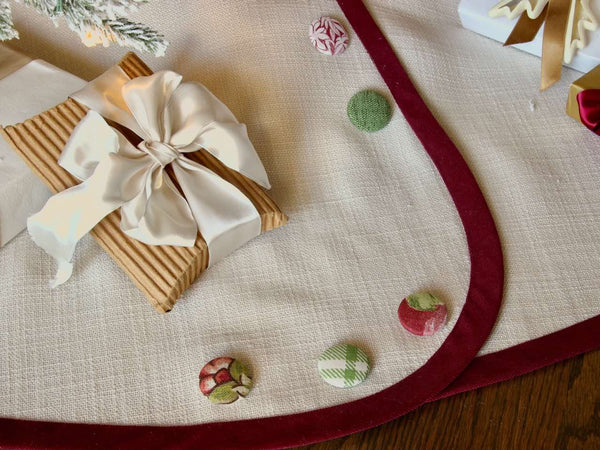 TESTLinen Look Customized Christmas Tree Skirt --54-Inch -- Your Choice of Banding & Buttons -- Shipping Included! (Copy)