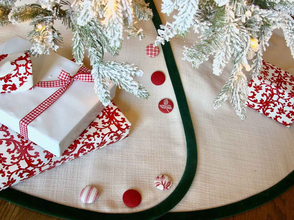 TESTLinen Look Customized Christmas Tree Skirt --54-Inch -- Your Choice of Banding & Buttons -- Shipping Included! (Copy)