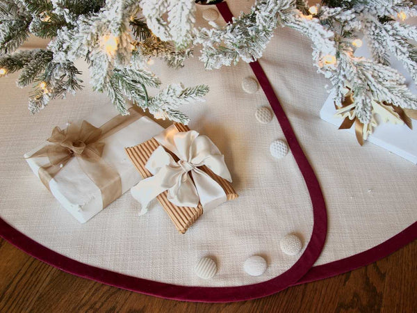 TESTLinen Look Customized Christmas Tree Skirt --54-Inch -- Your Choice of Banding & Buttons -- Shipping Included! (Copy)