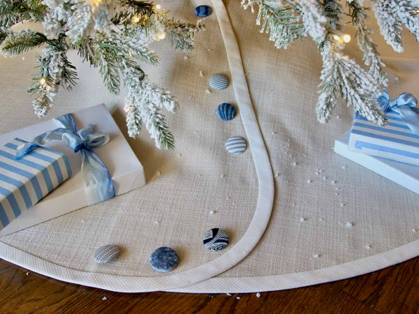 TESTLinen Look Customized Christmas Tree Skirt --54-Inch -- Your Choice of Banding & Buttons -- Shipping Included! (Copy)