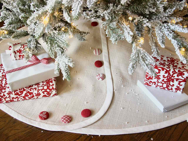 TESTLinen Look Customized Christmas Tree Skirt --54-Inch -- Your Choice of Banding & Buttons -- Shipping Included! (Copy)