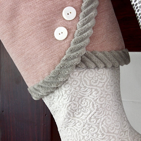 Grey and White Christmas Stockings With A Blushing Twist -- Shipping Included!