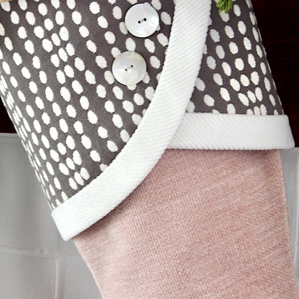 Grey and White Christmas Stockings With A Blushing Twist -- Shipping Included!