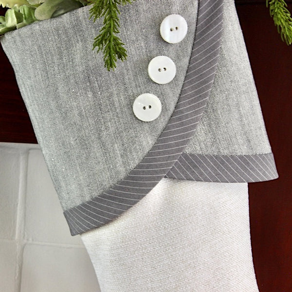 Grey and White Christmas Stockings With A Blushing Twist -- Shipping Included!