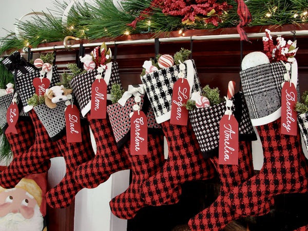 Red, Black & White Christmas Stockings — It's a Jolly Jubilee -- Stockings in Santa's Favorite Colors --  Shipping Included!