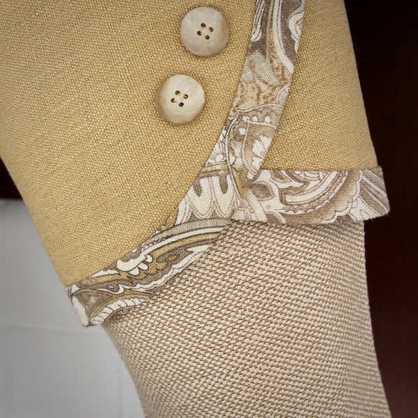 Textured Neutral Gold and Brown Christmas Stockings