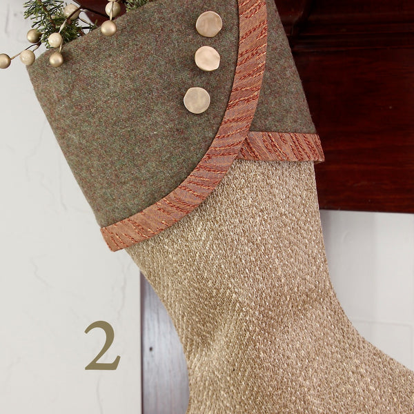 Sage Green and Rose Gold Christmas Stockings — Premium, LIMITED EDITION -- Shipping Included!