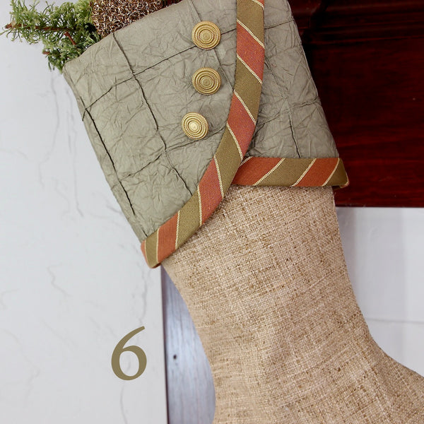 Sage Green and Rose Gold Christmas Stockings — Premium, LIMITED EDITION -- Shipping Included!