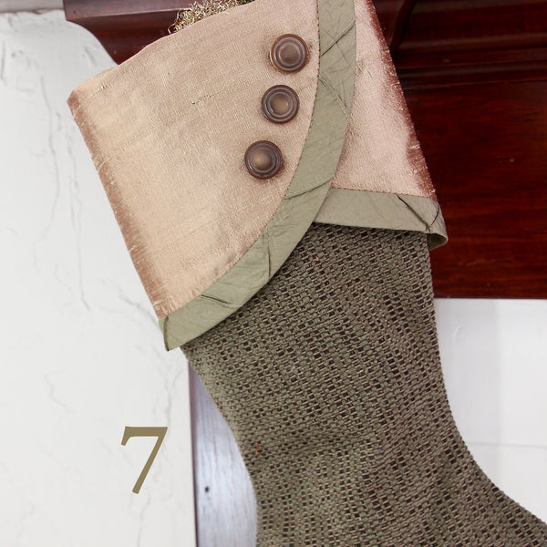 Sage Green and Rose Gold Christmas Stockings — Premium, LIMITED EDITION -- Shipping Included!