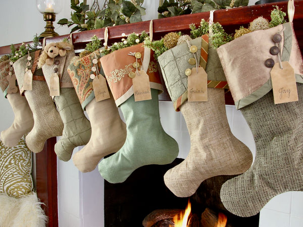 Sage Green and Rose Gold Christmas Stockings — Premium, LIMITED EDITION -- Shipping Included!