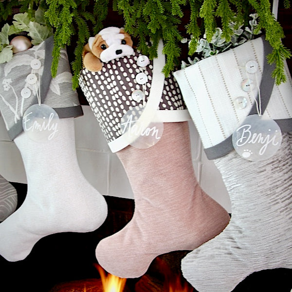 Grey and White Christmas Stockings With A Blushing Twist -- Shipping Included!