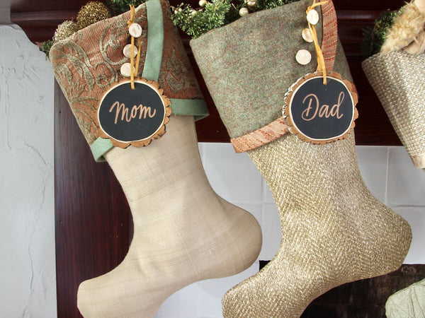 Sage Green and Rose Gold Christmas Stockings — Premium, LIMITED EDITION -- Shipping Included!