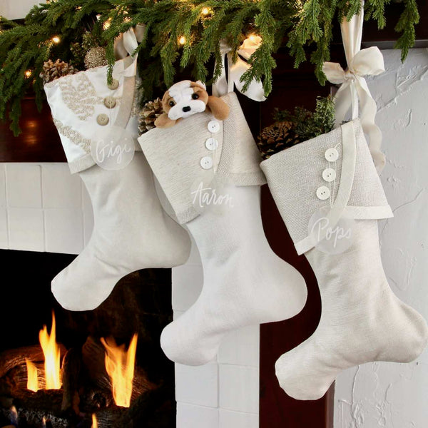 Elegant & Timeless White Christmas Stockings - All the Shades of White, Ivory, Bone and Cream - Neutral Elegance for All!