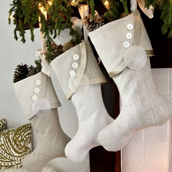 Elegant & Timeless White Christmas Stockings - All the Shades of White, Ivory, Bone and Cream - Neutral Elegance for All!