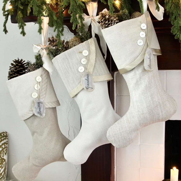 Elegant & Timeless White Christmas Stockings - All the Shades of White, Ivory, Bone and Cream - Neutral Elegance for All!