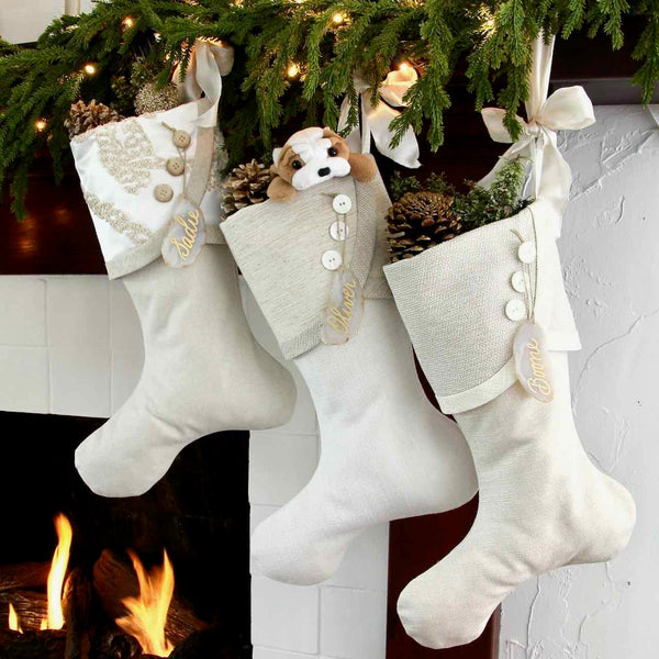 Elegant & Timeless White Christmas Stockings - All the Shades of White, Ivory, Bone and Cream - Neutral Elegance for All!