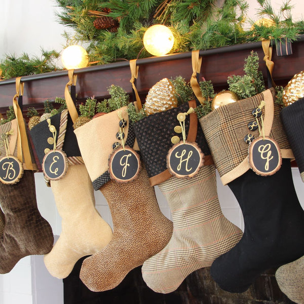 Rich and Sophisticated — Brown, Gold & Black Christmas Stockings — Shipping Included!